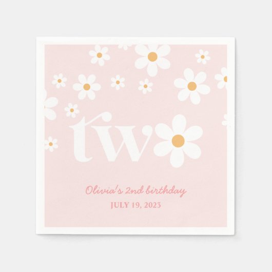 Daisy bloemenfeest 2e verjaardag servet (Voorkant)