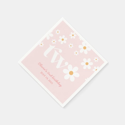 Daisy bloemenfeest 2e verjaardag servet (Hoek)