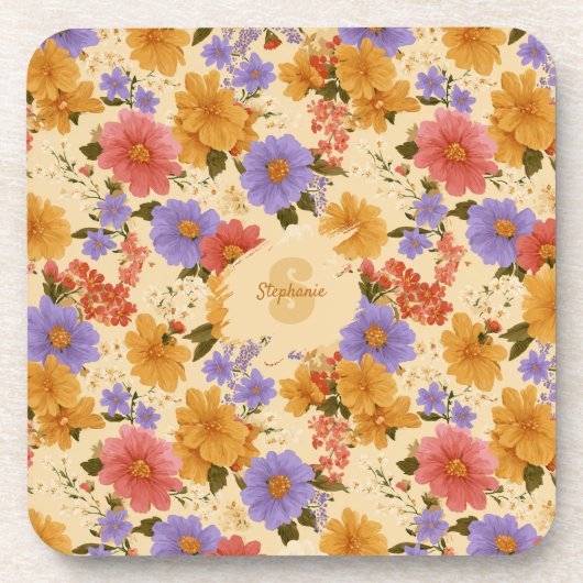 daisy bloemenpatroon (2) bier onderzetter (Voorkant)
