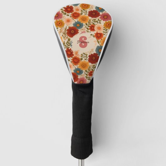daisy bloemenpatroon golfheadcover (Voorkant)