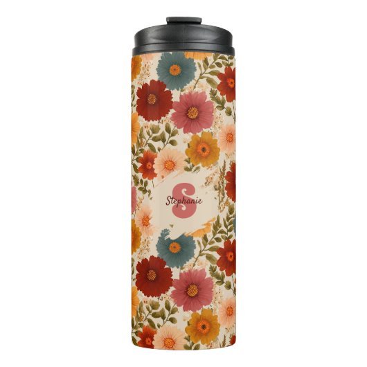 daisy bloemenpatroon thermosbeker (Voorkant)
