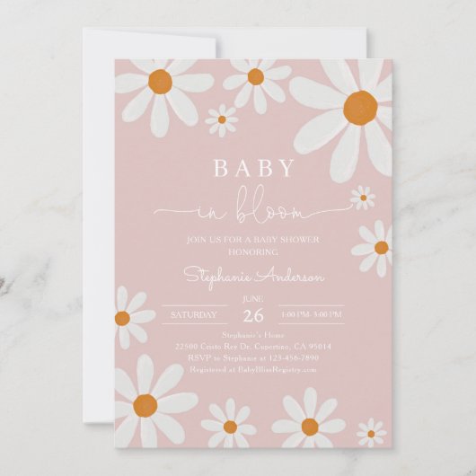 Daisy Bloemige Baby Shower Kaart (Voorkant)