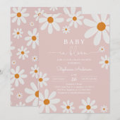 Daisy Bloemige Baby Shower Kaart (Voorkant / Achterkant)