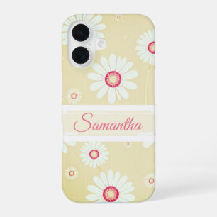 Daisy Bloesemt: Minimalistisch Bloempatroon iPhone 16 Hoesje