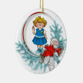 Daisy Blonde Hair Blue Pine Wreath Keramisch Ornament (Rechts)