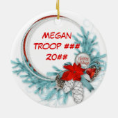 Daisy Blonde Hair Blue Pine Wreath Keramisch Ornament (Achterkant)