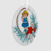 Daisy Blonde Hair Blue Pine Wreath Ornament (voorkant)
