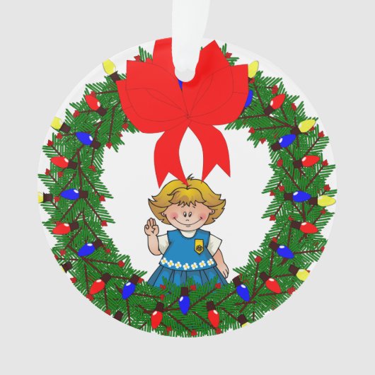 Daisy Blonde Hair Pine met baarmoeder Ornament (voorkant)