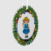 Daisy Blonde Hair Pine Wreater met siervoorwerpen Ornament (voorkant)