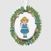 Daisy Blonde Hair Pine Wreater met siervoorwerpen Ornament (voorkant)