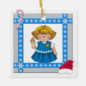 Daisy Blonde Hair Snowflake Lijst Keramisch Ornament (Voorkant)