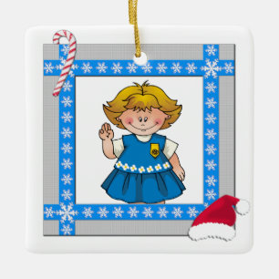 Daisy Blonde Hair Snowflake Lijst Keramisch Ornament