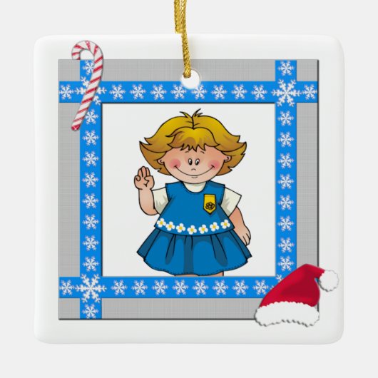 Daisy Blonde Hair Snowflake Lijst Keramisch Ornament (Voorkant)