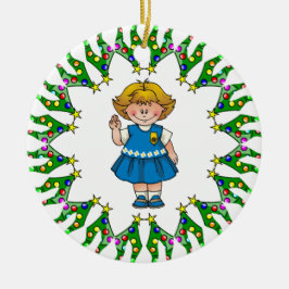 Daisy Blonde Hair Tree Wreath Keramisch Ornament