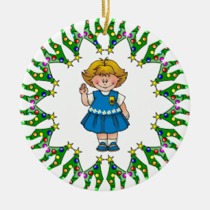 Daisy Blonde Hair Tree Wreath Keramisch Ornament