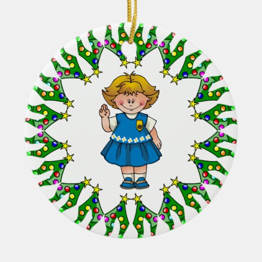 Daisy Blonde Hair Tree Wreath Keramisch Ornament (Voorkant)