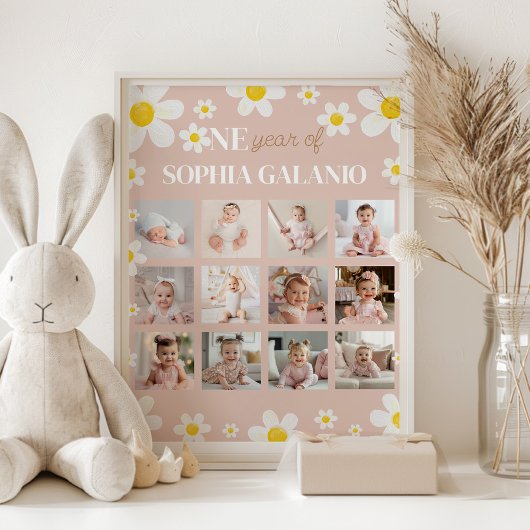 Daisy Bloom Eerste Jaar Foto Milestone Poster