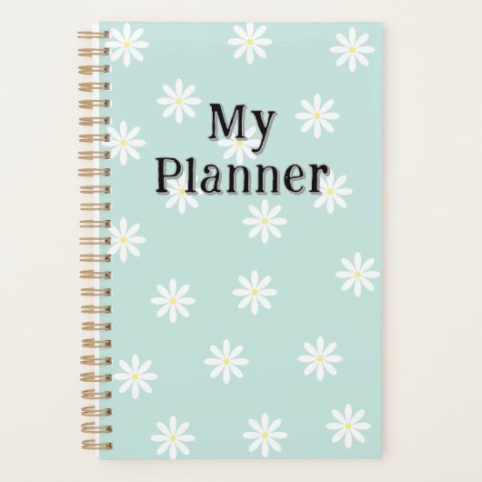 Daisy Bloom Planner – Soft Blue Floral Cover (Voorkant)