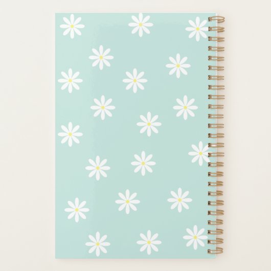 Daisy Bloom Planner – Zachte Blauwe Bloemige Omsla (Achterkant)