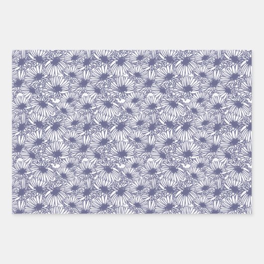 Daisy Blooms - Midnight Blue  Inpakpapier Vel (Voorkant)