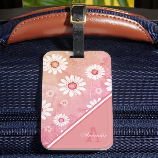 Daisy Blooms: Minimalistisch Bloempatroon Bagagelabel (Voorkant Insitu 2)