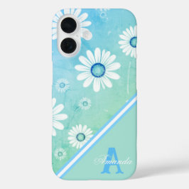 Daisy Blooms: Minimalistisch Bloempatroon iPhone 16 Hoesje