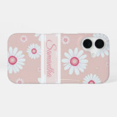 Daisy Blooms: Minimalistisch Bloempatroon iPhone 16 Hoesje (Achterkant horizontaal)