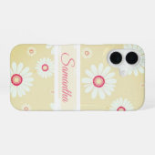 Daisy Blooms: Minimalistisch Bloempatroon iPhone 16 Hoesje (Achterkant horizontaal)
