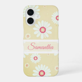 Daisy Blooms: Minimalistisch Bloempatroon iPhone 16 Hoesje