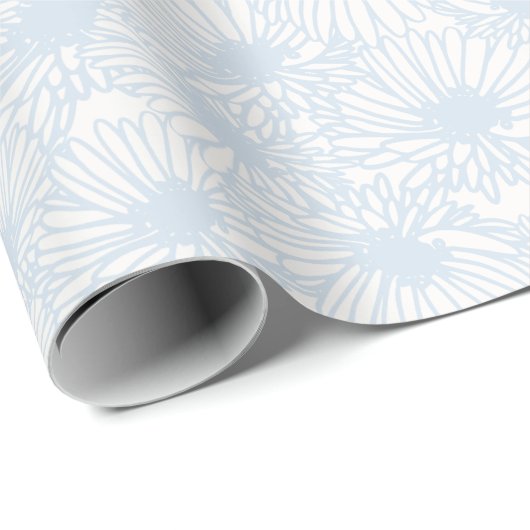 Daisy Blooms - Poederblauw Cadeaupapier (Rol Hoek)