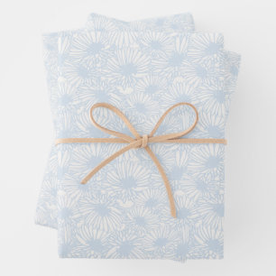 Daisy Blooms - Poederblauw Inpakpapier Vel