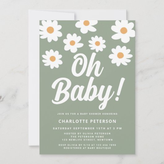 Daisy Blue Baby shower Kaart (Voorkant)