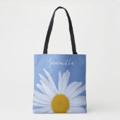 Daisy Blue Elegant White Script Canvas tas (Voorkant)