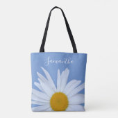 Daisy Blue Elegant White Script Canvas tas (Achterkant)