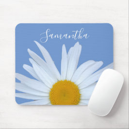 Daisy Blue Elegant White Script Muismat