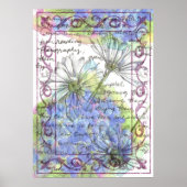 Daisy Blue Hydrangea Waterverf Flowers Poster (Voorkant)