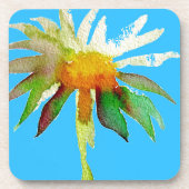 Daisy Blue Modern Art flower Bier Onderzetter (Voorkant)