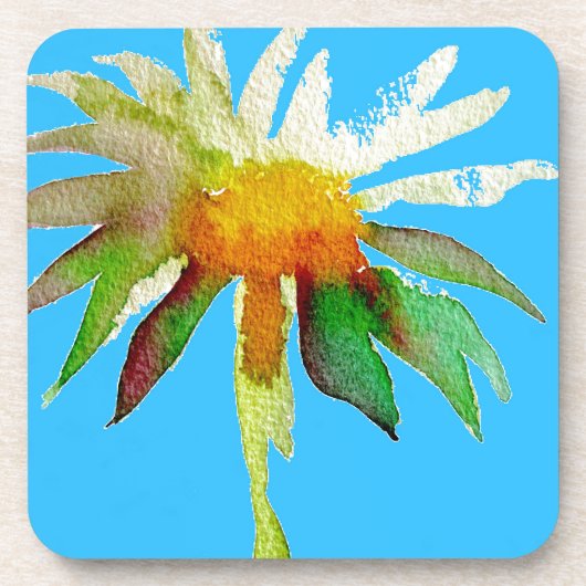 Daisy Blue Modern Art flower Bier Onderzetter (Voorkant)