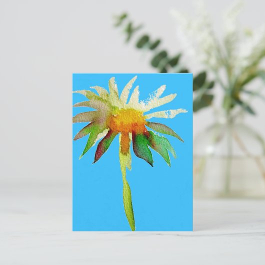 Daisy Blue Modern Art flower Briefkaart (Staand voorkant)
