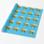 Daisy Blue Modern Art flower Cadeaupapier (Uitgerold)