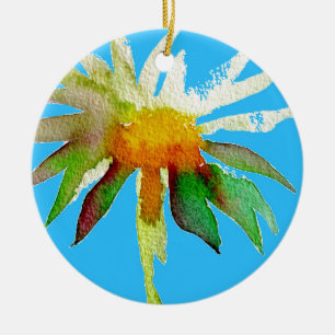 Daisy Blue Modern Art flower Keramisch Ornament