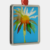 Daisy Blue Modern Art flower Metalen Ornament (Rechts)