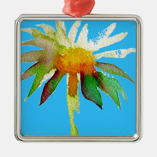 Daisy Blue Modern Art flower Metalen Ornament (Voorkant)