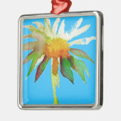 Daisy Blue Modern Art flower Metalen Ornament (Links)