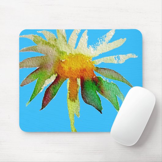 Daisy Blue Modern Art flower Muismat (Met muis)