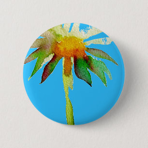 Daisy Blue Modern Art flower Ronde Button 5,7 Cm
