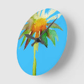 Daisy Blue Modern Art flower Ronde Klok (Hoek)