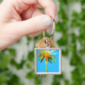 Daisy Blue Modern Art flower Sleutelhanger (Hand)