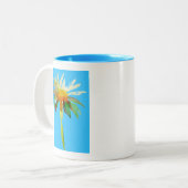 Daisy Blue Modern Art flower Tweekleurige Koffiemok (Voorkant links)