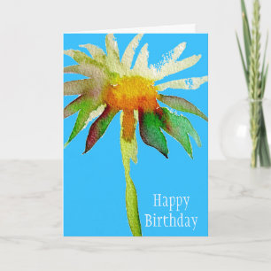 Daisy Blue Modern Art flower verjaardag Bedankkaart